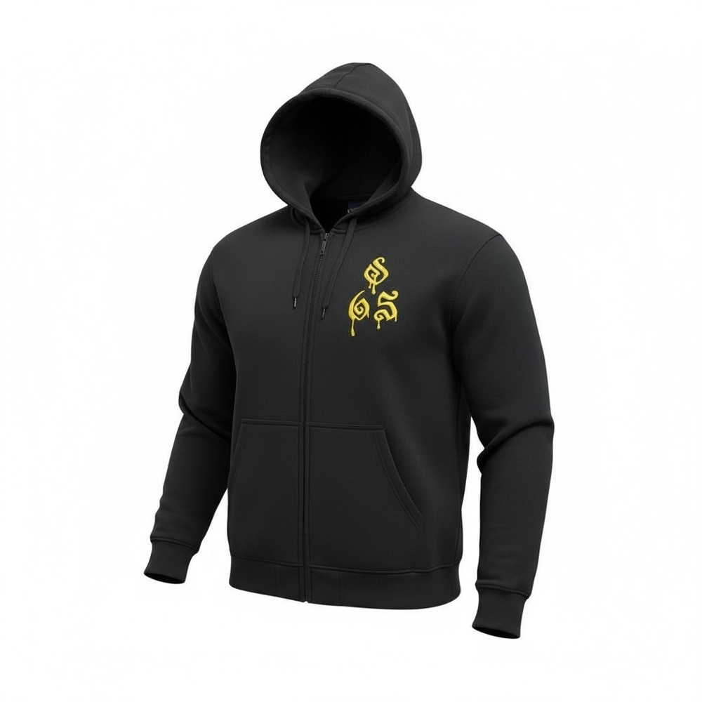Men’s Customized Noiz Black Hoodie with Graphic Gorilla Design Size 5XL